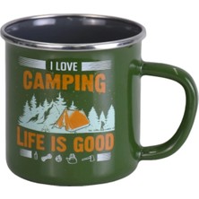 Yeşil Emaye Kupa 400 Ml, Dayanıklı ve Şık Kamp Içi Kullanım Için Ideal