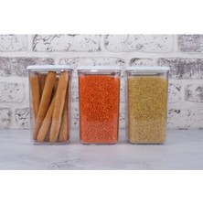 3'lü Kare Saklama Kabı, 1200ML, Turuncu, Pratik ve Şık Saklama Çözümü