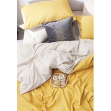 More Home Tek  Kişilik Yorgan Kılıfı + Yastık Kılıfı   (Çarşafsız) Sarı-Bej