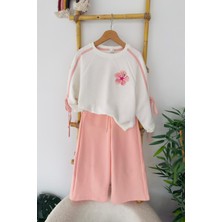 Miniğimin Cicileri Hibiskus Çiçek Işlemeli Fiyonk Detaylı Kız çocuk takım - Pembe