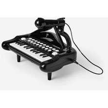 Piyano 25 Tuşlu Ayaklı Mikrofonlu Işıklı Müzik Oyuncak 28 cm