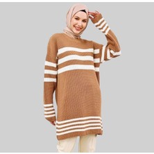 Abarta Kadın Çizgili Selanik Örgü Triko Tunik Standart