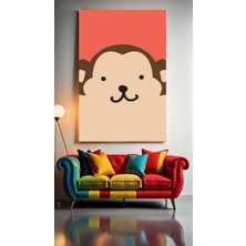 Özkacar Group Çocuk Odası Kreş Tatlı Maymun Ev Duvar Salon Güzellik Salonu Ofis Dükkan Dekarasyon Kanvas Tablo