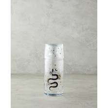 Şeffaf ve Bordo Tasarımlı, 700 ml ve 220 ml Kapasiteli Şişe Seti