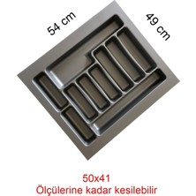 Gri Renk Çekmece Düzenleyici, Kaşıklı ve Ayarlanabilir 54X49 cm