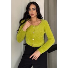 Şardonlu Kadın Crop Top Triko Hırka (S,m,l,xl Uyumludur) P-00018213