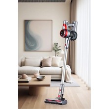 Şarjlı LED Işıklı Dikey Süpürge, Gri, Hafif ve Güçlü Temizlik Aleti