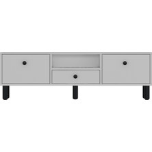 1310DROPCT-1 Bohem Tv Sehpası Beyaz-Siyah Kulp