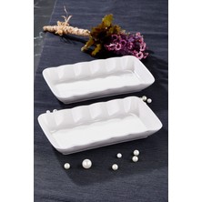 Beyaz 4'lü Seramik Salata Tabağı Seti, Damla Serisi, Şık ve Kullanışlı Tasarım