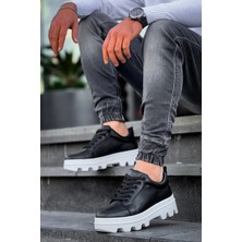 ZRN-056 Traktör Taban Siyah Beyaz Günlük Spor Ayakkabı