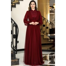 Seyran Tesettür Abiye Bordo