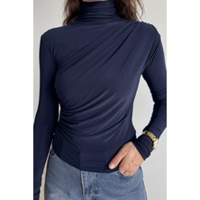 Omuz ve Bel Drapeli Uzun Kol Bluz P-00012516