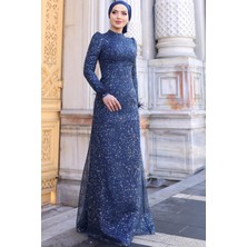 Sakura Tesettür Abiye Lacivert