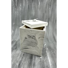 Mermer Desenli Banyo Tuvalet Wc Mini Boy Beton Çöp Kovası 2 Litre