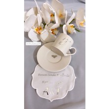 Gri Fincan ve Söz Mendili Seti, Şık ve Kullanışlı Tasarım