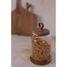 Kahverengi Akasya Kapaklı Cam Kavanoz 1100 Ml, Şık ve Dayanıklı Saklama Çözümü