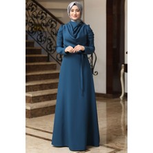 Kardelen Tesettür Elbise Petrol