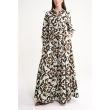 Karışık Renkler Rahat Kesim Uzun Gömlek Elbise 94652