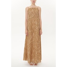 Kahve Sırt Dekolteli Askılı Elbise 93475