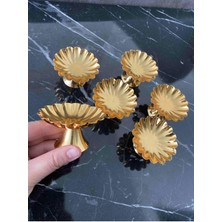 6'lı Gold Metal Dekoratif Papatya Kahve Yanı Lokumluk Seti