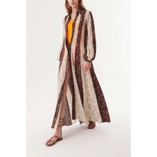 Çiçek Baskı Dantel Detaylı Uzun Gömlek Elbise 94232