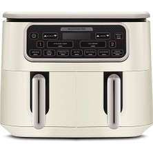 Büyük Kapasiteli Airfryer Duo 4+4l Ikonik Bej 8 Kişilik