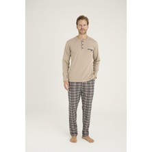 Kly 9223 Erkek %100 Pamuklu 4 Mevsim Kumaş Ekoseli Uzun Kollu Pijama Takım