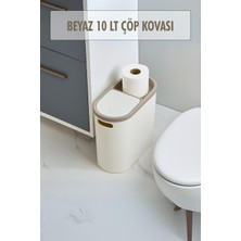 Beyaz Kapaklı Wc Kağıtlıklı Çöp Kovası & Ofis Çöp Kovası 10 Lt