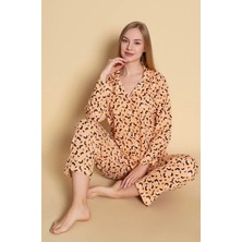 Kadın Uzun Kollu Pijama Sarı