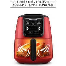 Kırmızı Xl Airfryer Fritöz, 4 Kişilik, Sağlıklı ve Pratik Pişirme Cihazı