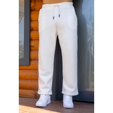 Ekru Erkek 3 Iplik Baggy Şardonlu Eşofman Altı