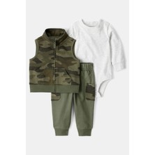 Erkek Bebek Yeşil Yelekli Set