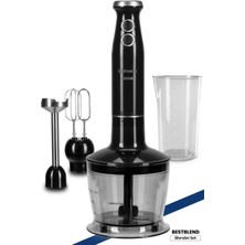 3’ü 1 Arada Güçlü Paslanmaz Blender Seti, Siyah, 1500W