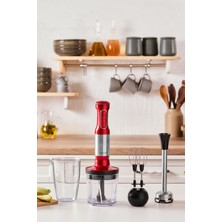 Kırmızı 1500W Güçlü Çift Hazne Blender Seti, Dayanıklı ve Şık Tasarım