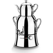 A334 Mega Nosta Semaver Inoxkrom Gri, Şık ve Dayanıklı Ev Kullanımı Semaveri