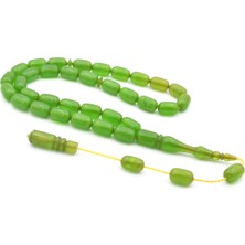 Usta Işi Sistemli Kapsül Kesim Yeşil Sıkma Kehribar Tesbih 152