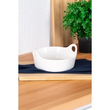 Beyaz Oval Kulplu Kase, 21 Cm, Şık ve Kullanışlı Mutfak Gereçleri