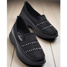 102 Streçli Taşlı Ortopedik Taban Günlük Kadın Ayakkabı Babet Casual Günlük Ayakkabı