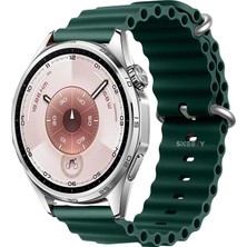 Huawei Watch Gt6 46MM Ile Uyumlu Dalga Desenli Tokalı Yumuşak Ocean Soft Silikon Kordon