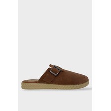 Kemerli Tokalı Nubuk Kadın Ev Terliği Taba