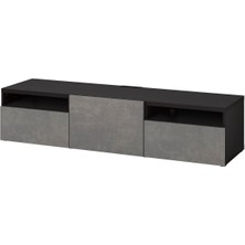 Tv Sehpası, Venge-Koyu Gri, 180X42X39 Cm, Kallvıken, Çıt Çıt Raylı