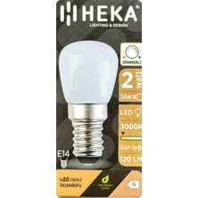 (1 Adet) Heka 2W (14W) 3000K (Sarı Işık) E14 Duylu (Ince Duy) Dim Edilebilir Soft LED Mini Ampul