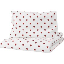 Bebek Nevresim Takımı, Beyaz-Kırmızı, 110X125/35X55 cm