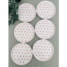 Kırmızı Kalp 20 cm 6'lı Pasta ve Servis Tabağı Seti, Şık ve Kullanışlı.