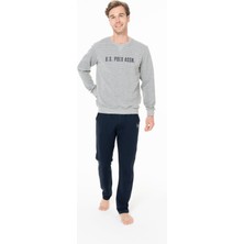 U.s. Polo Assn. 18934 Erkek Grı Melanj Yuvarlak Yaka Uzun Kollu Pijama Takımı