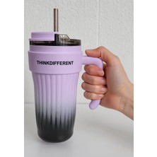 Bondy Think Different Kulplu Kapaklı Büyük Boy Mug 860 ml - Pipetli Paslanmaz Çelik Termos Bardak
