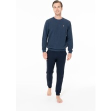 U.s. Polo Assn. 18995 Erkek Indıgo Yuvarlak Yaka Uzun Kollu Pijama Takımı