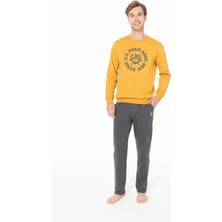 U.s. Polo Assn. 18940 Erkek Hardal Yuvarlak Yaka Uzun Kollu Pijama Takımı