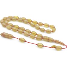 Hakkı Usta Imzalı Beyzi Kesim Turkuaz Sıkma Kehribar Tesbih