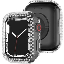 Microsonic Apple Watch Series 11 42MM Kılıf Diamond Taşlı Clear Watchband Şeffaf